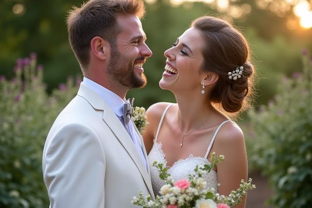 Pasangan pengantin baru berbahagia